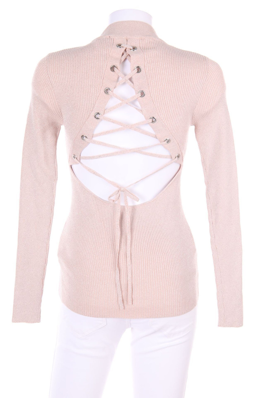 TALLY WEiJL - Glitter-crewneck pullover with Deep Back Cutout - M