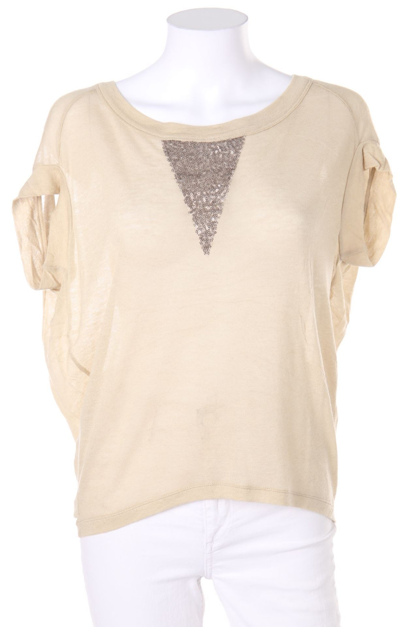 BENETTON - Oversize-Shortsleeve-Shirt, Wool-Blend with Sequins - XS