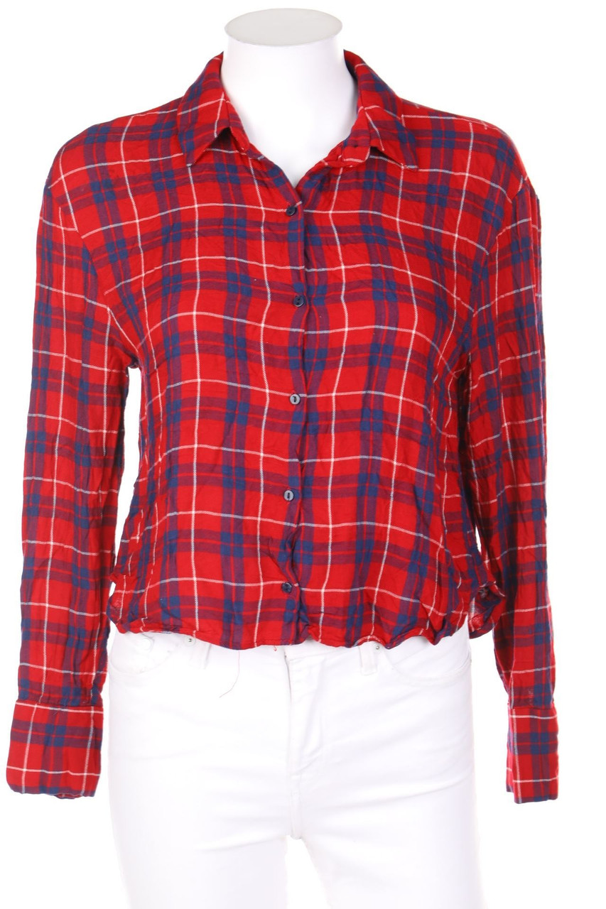 ZARA TRF - Oversize-Hemd-Bluse mit Karo-Muster - S