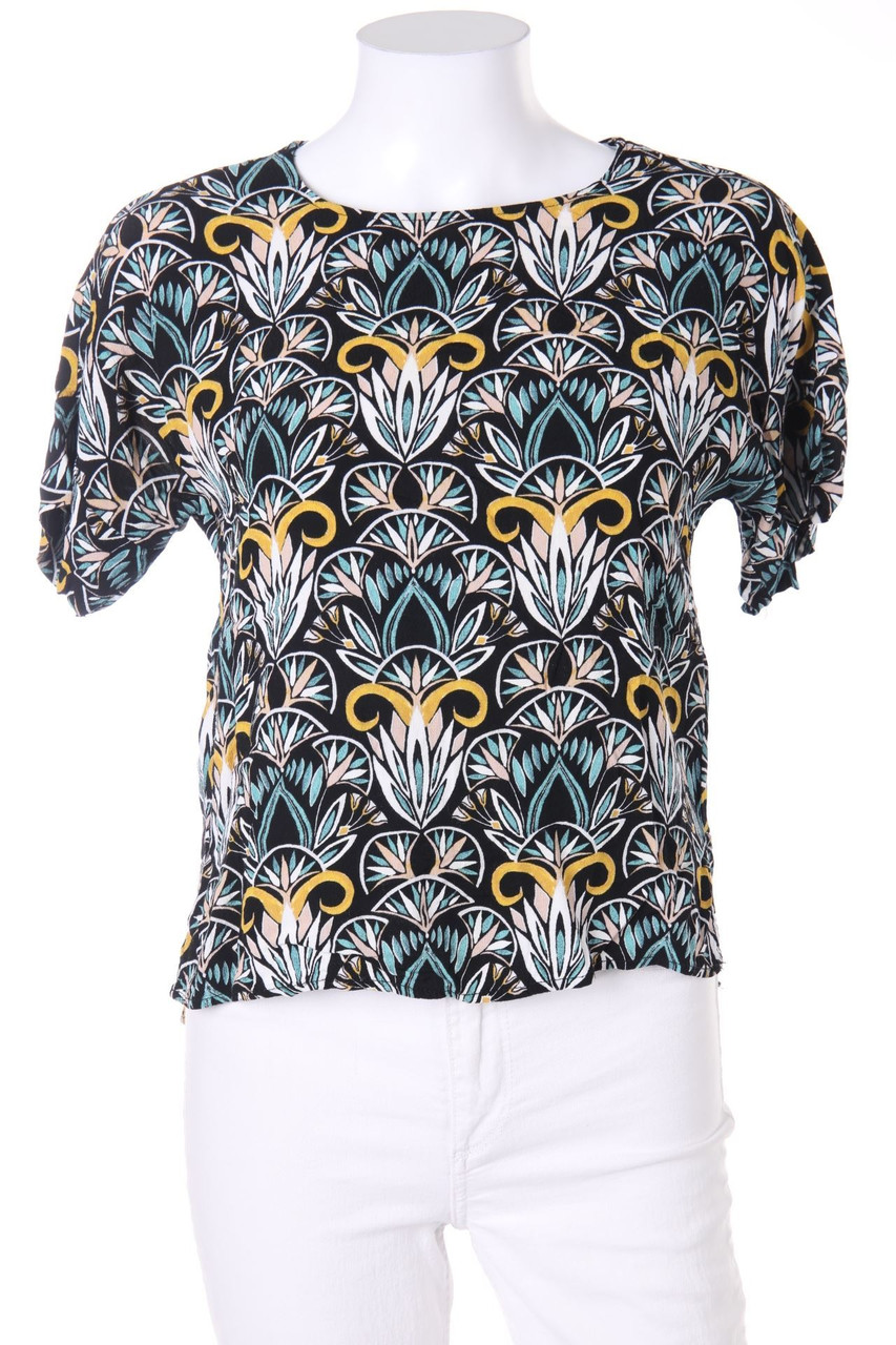 H&M - Kurzarm-Bluse mit floralem Muster - D 34