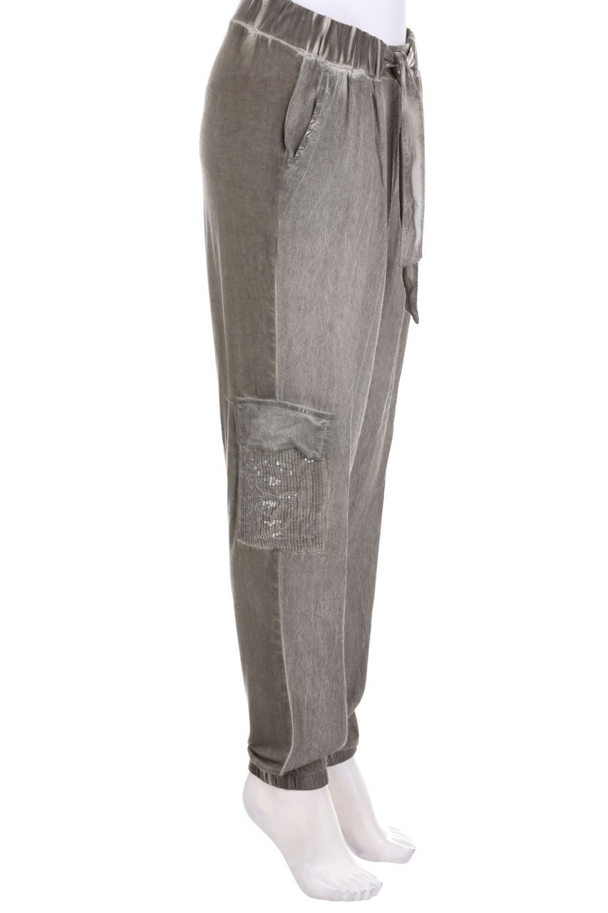 TAIFUN - Garment Dyed-Jogger-Hose mit Pailletten - D 36