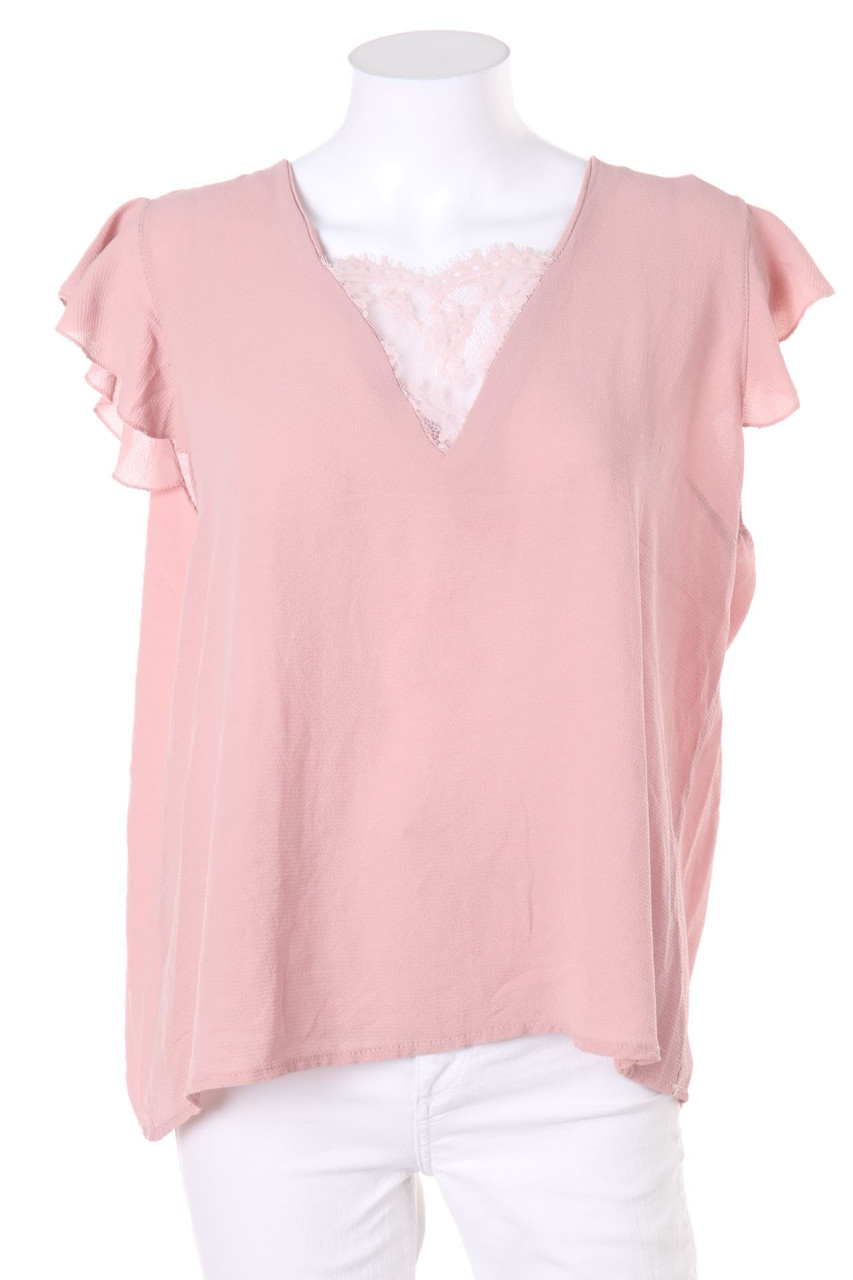 zebra - Blouse Top with Lace Insert - XL