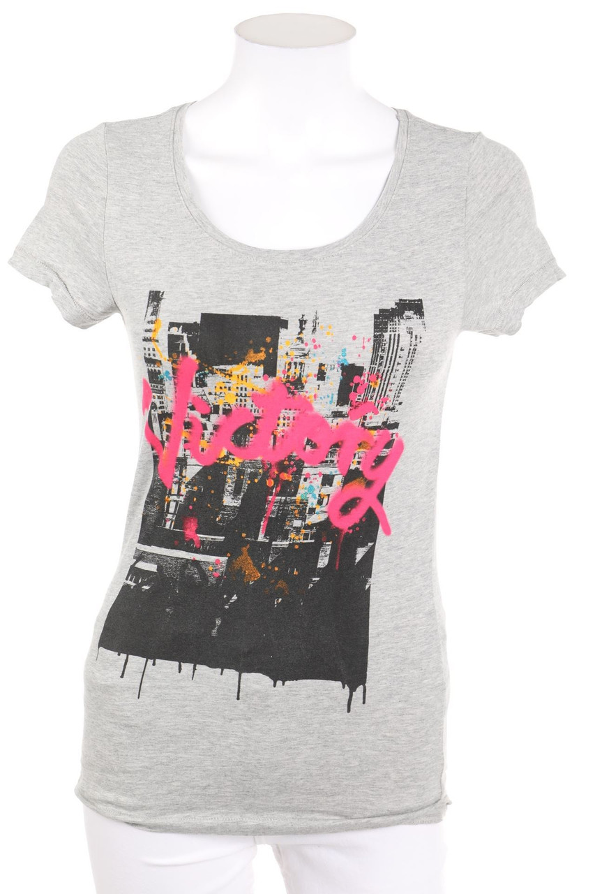 ONLY - Kurzarm-Shirt mit Statement-Print - XS