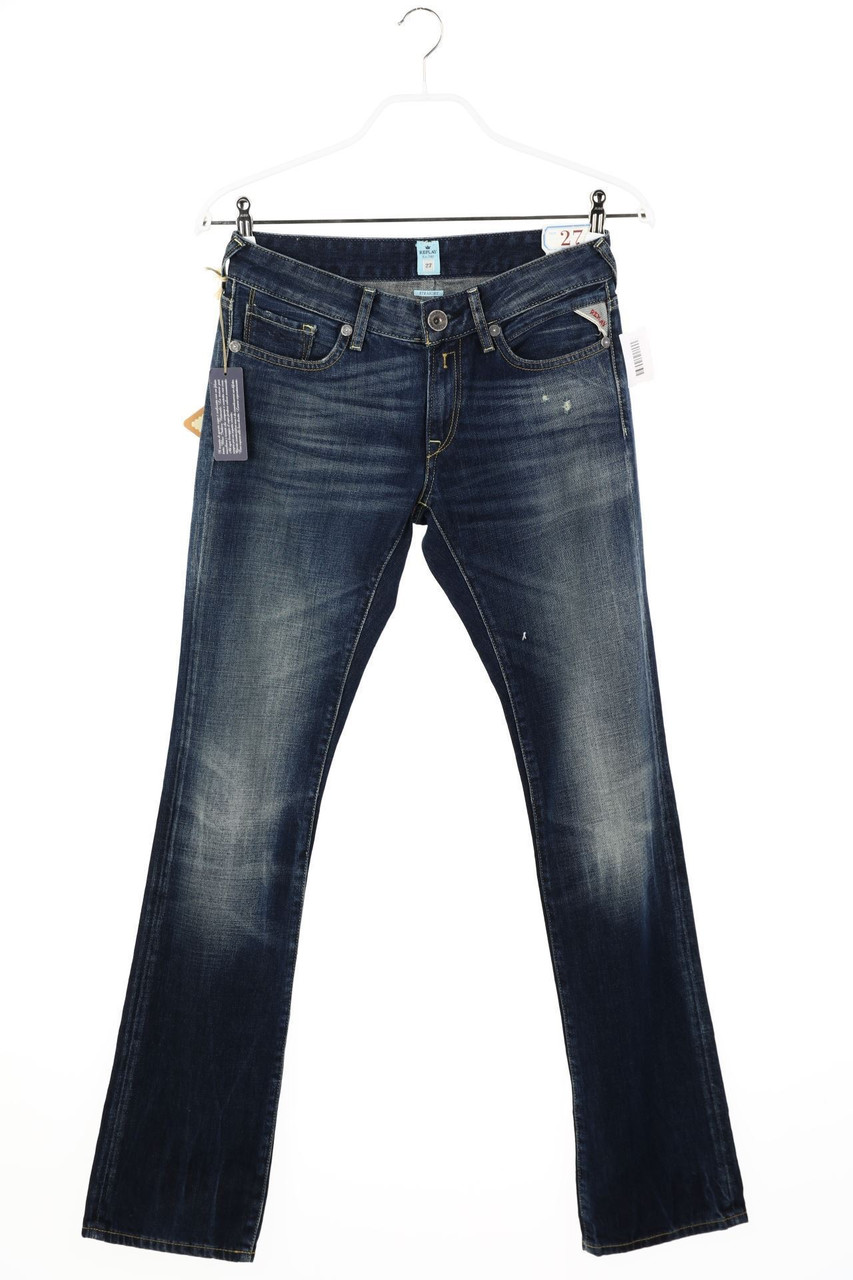 REPLAY - Used Look Straight Cut Jeans mit Logo-Patch - W27