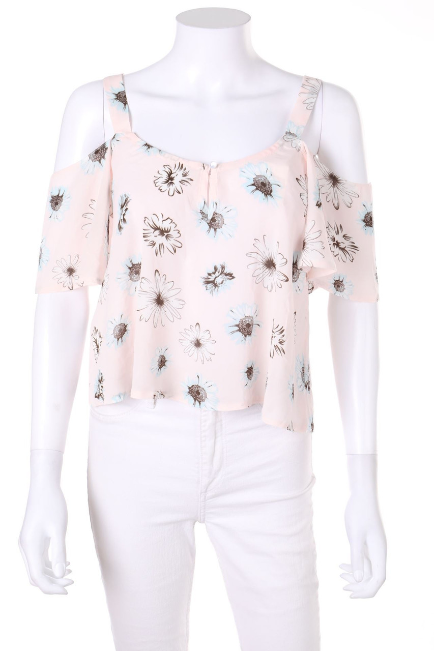 No Label - Shortsleeve-Off-the-shoulder blouse with Flower Print - S