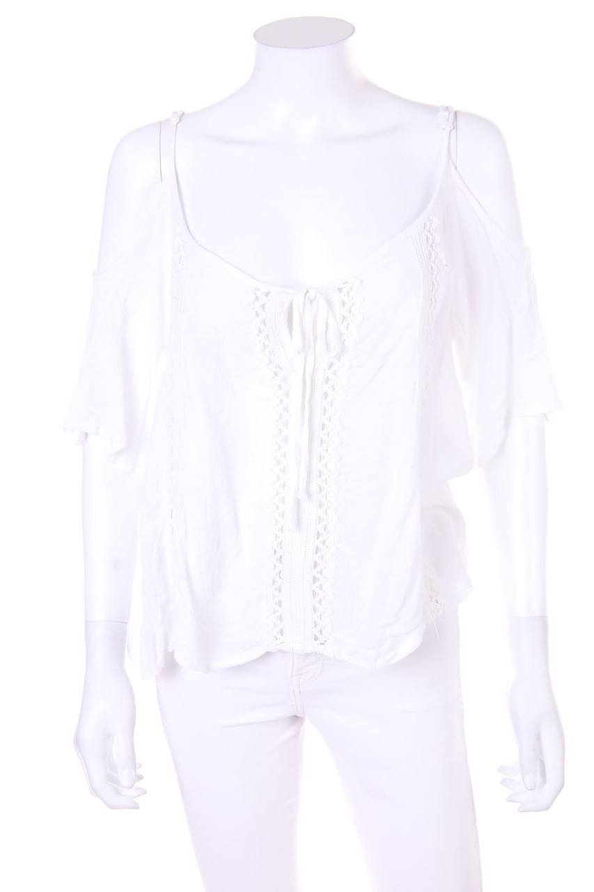 Chicorée - Off-the-shoulder blouse with Open Knit Details - S