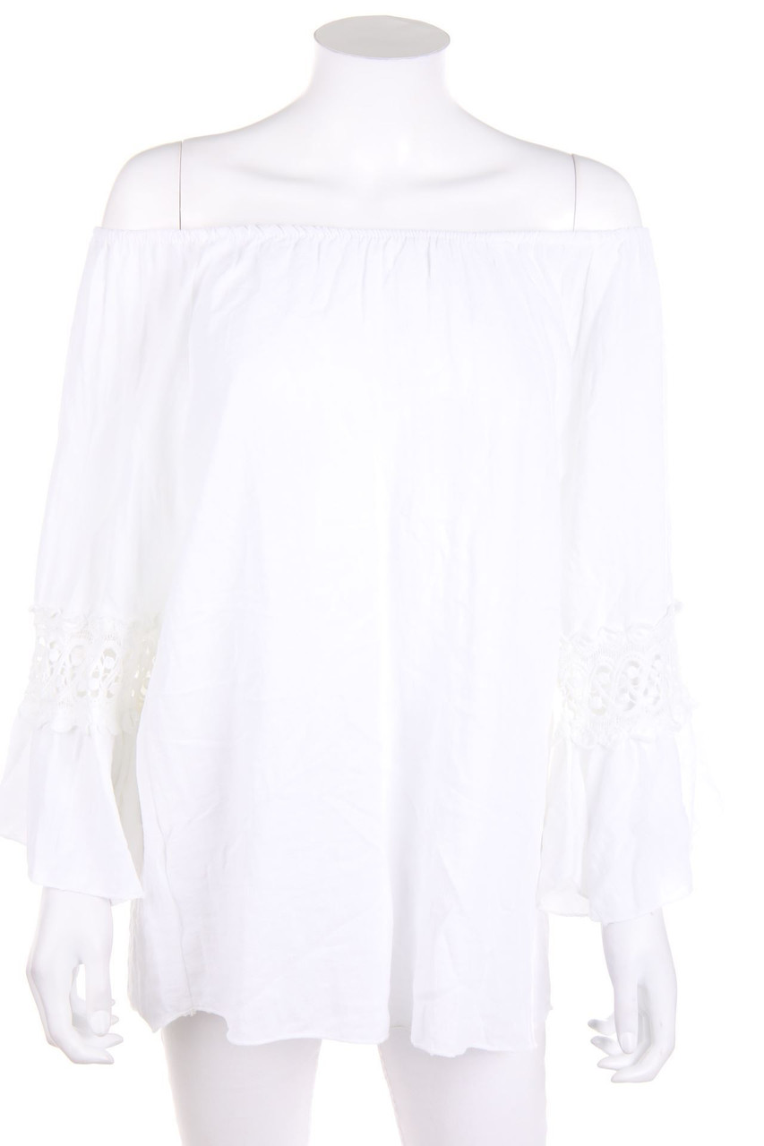 No Label - Carmen-Blouse with Open Knit Details - L