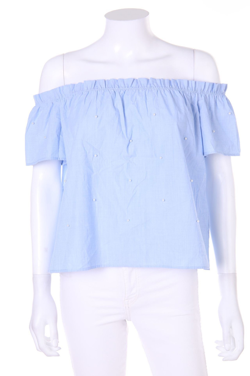 Stradivarius - Off-the-shoulder blouse with Pearls - S