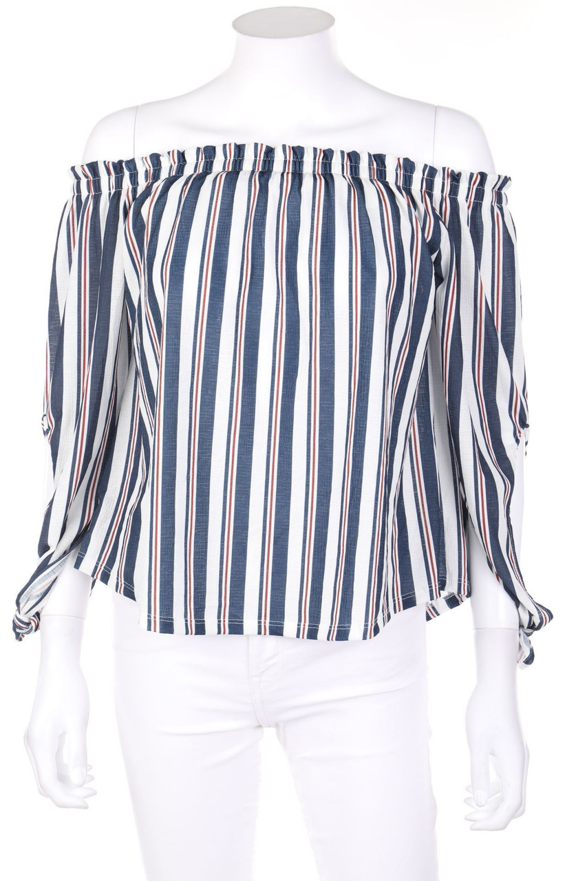 Bershka - Off-the-shoulder blouse with Stripes - S
