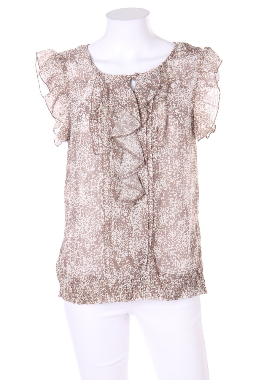AMISU - Ruffled Blouse, Smok Detailing - M