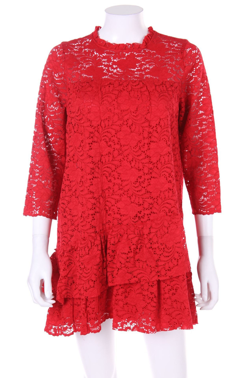 ZARA - Kleid aus Spitze mit Volants - M