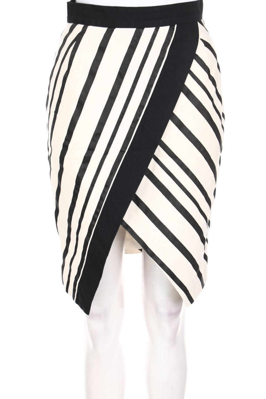 H&M - Streifen-Rock in Wickel-Optik mit Leinen - D 36