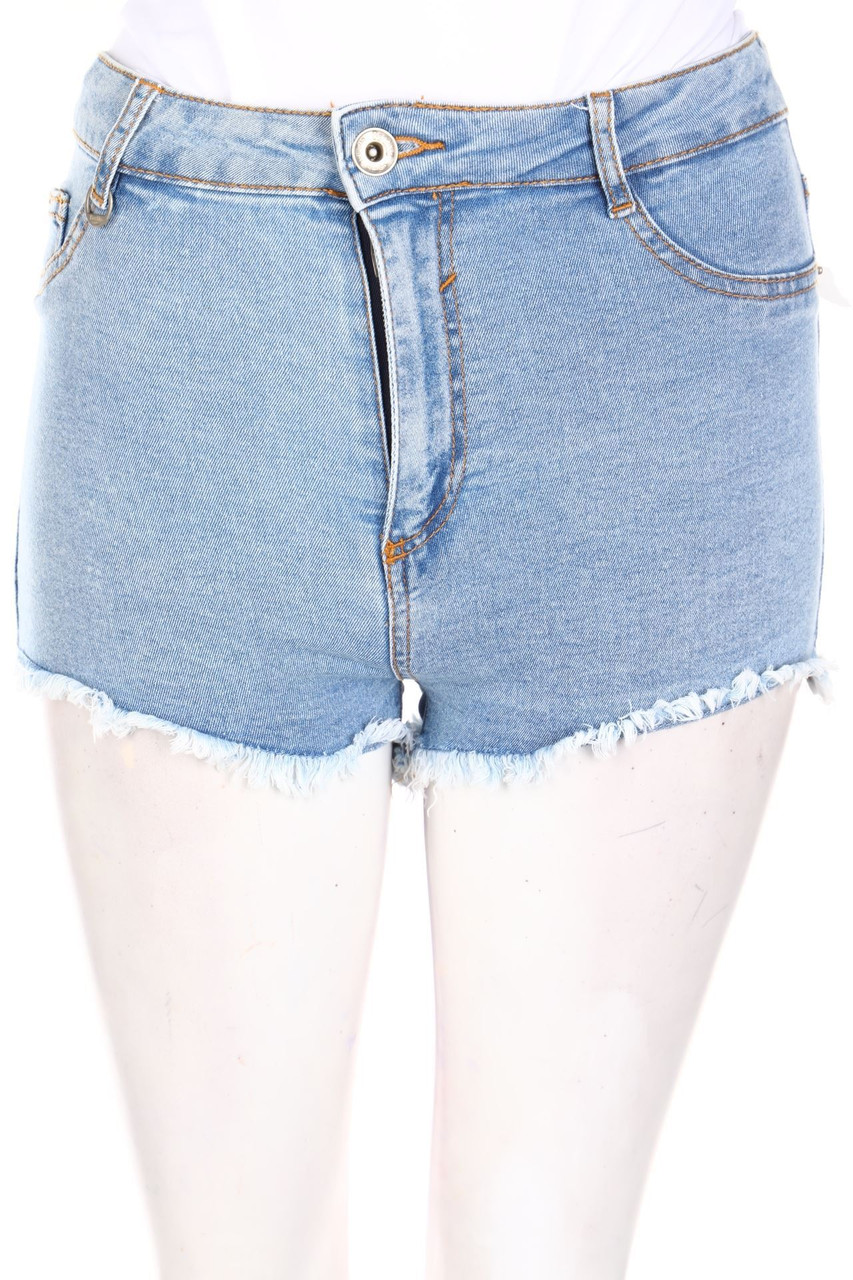 Bershka - High Waist-Distressed Jeans-Shorts - D 32