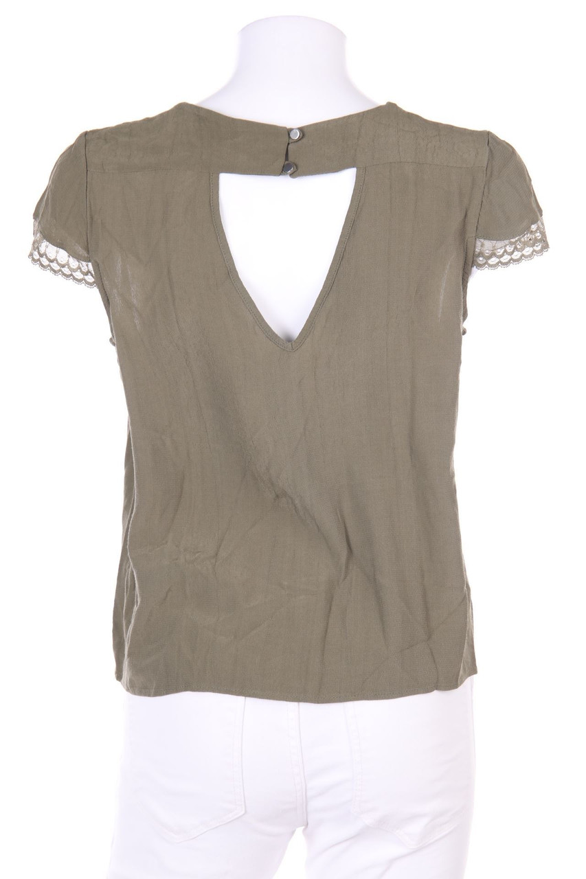 NAF NAF - Kurzarm-Bluse mit Spitze - D 34