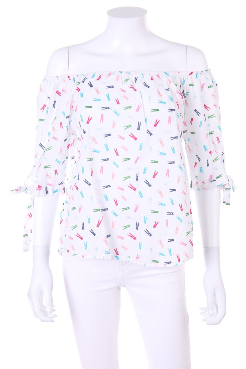 MILANO ITALY - Off-the-shoulder blouse with Print - D 38