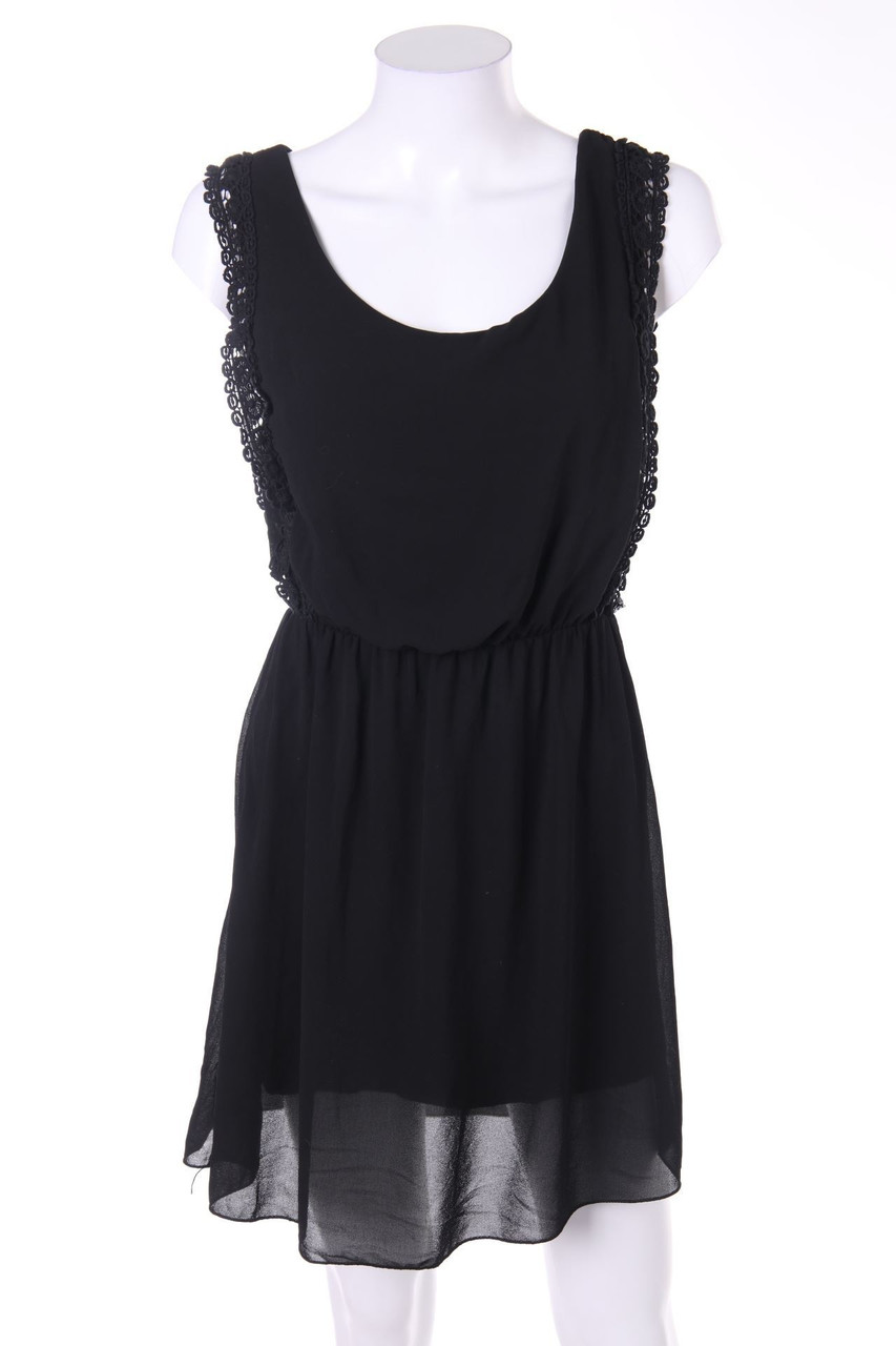 zebra - Mini Dress with Crochet Knit Details - S