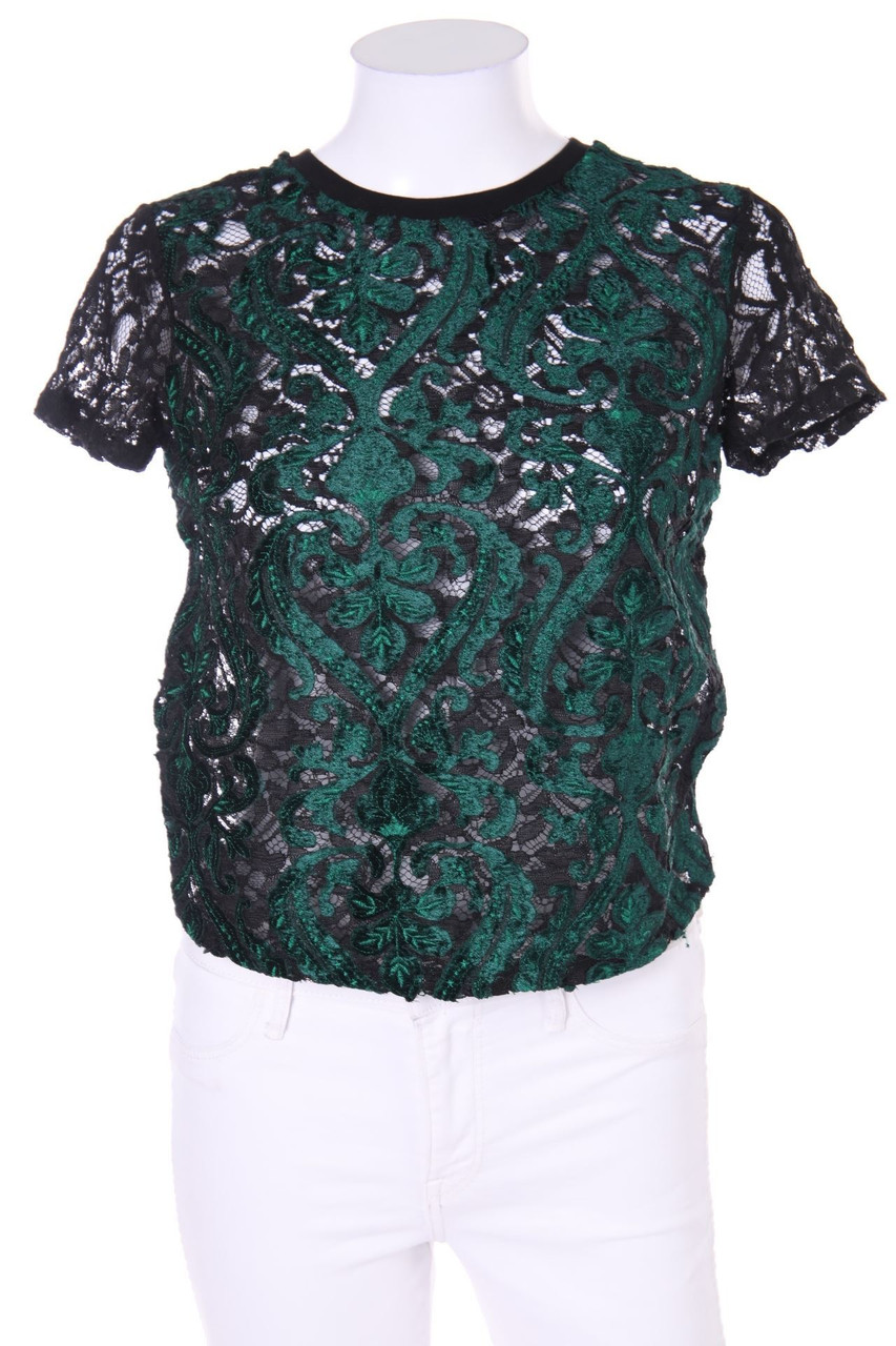 ZARA TRF - Kurzarm-Bluse aus Spitze - S