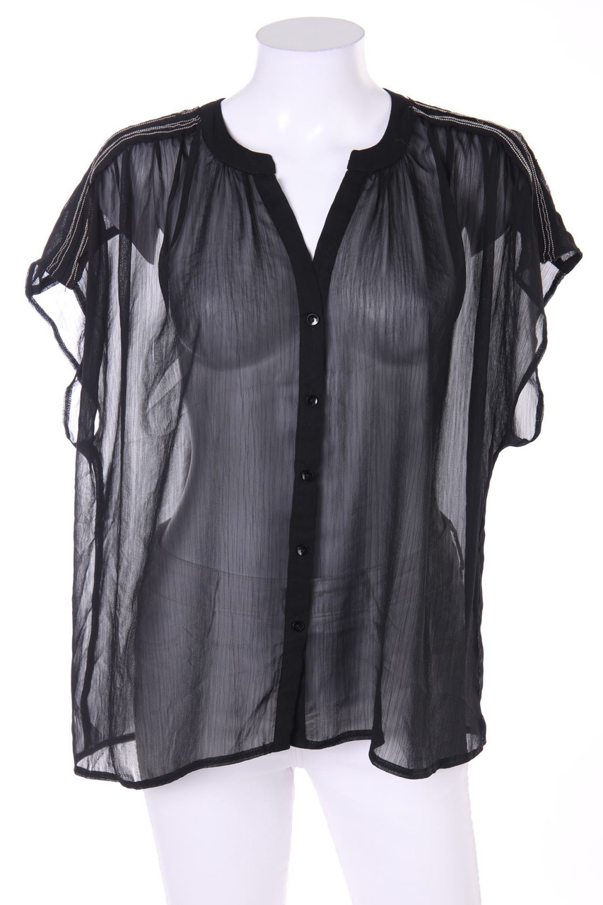 VILA - Kurzarm-Bluse mit Applikationen - S