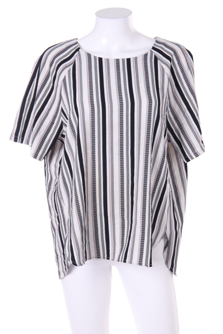 H&M - Kurzarm-Bluse mit Streifen - D 46