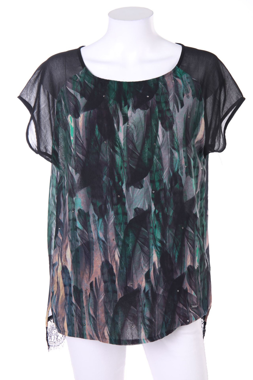 GAUDÌ - Kurzarm-Bluse mit Print - D 38