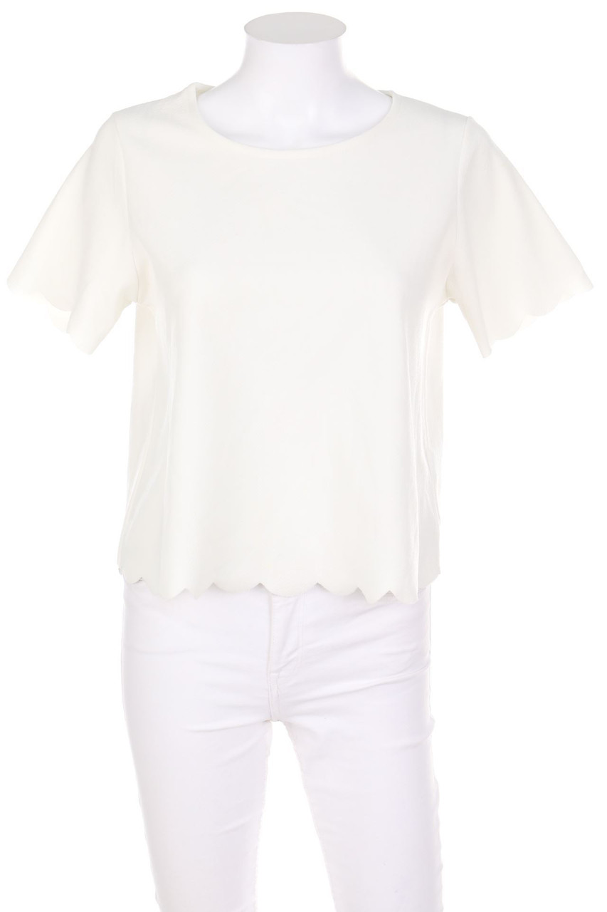 NEW LOOK - Kurzarm-Bluse mit Muschelsaum - D 34
