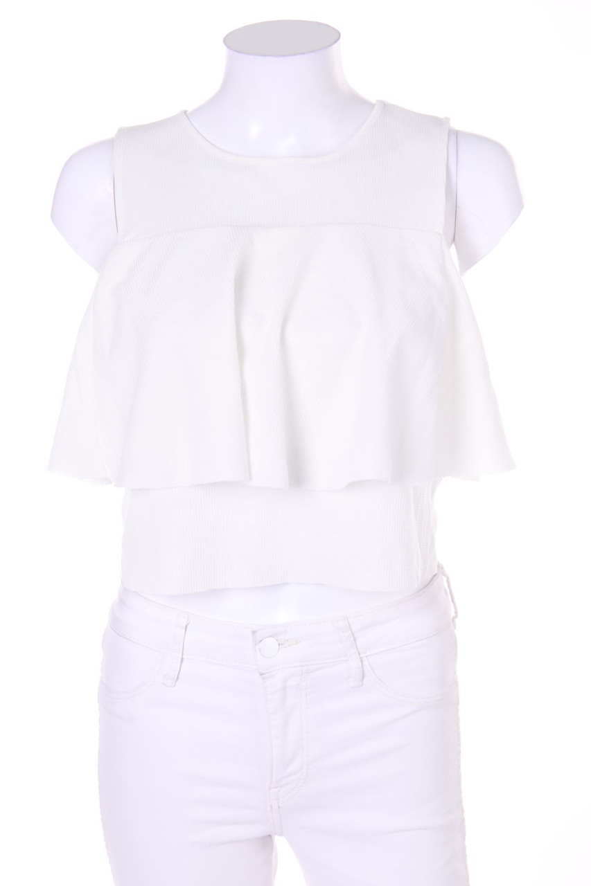 ZARA - Blusentop mit Volants - M
