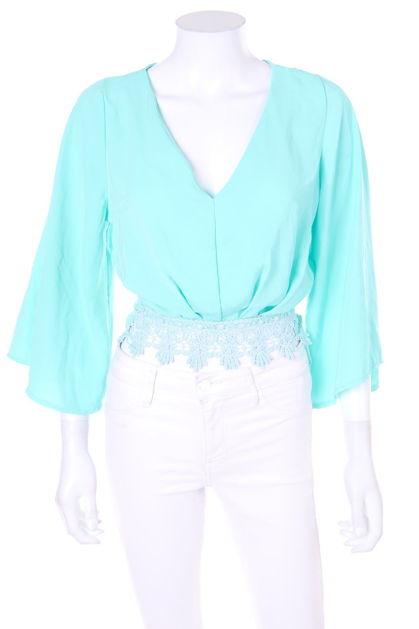 No Label - Blouse with Crochet Knit Details - D 36