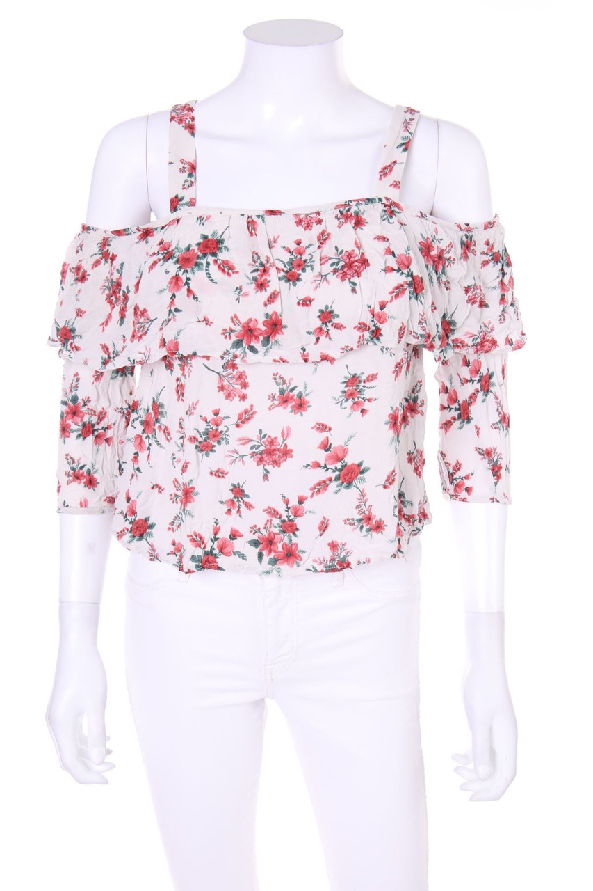 Bershka - Cold-Shoulder-Blouse with floral print - S