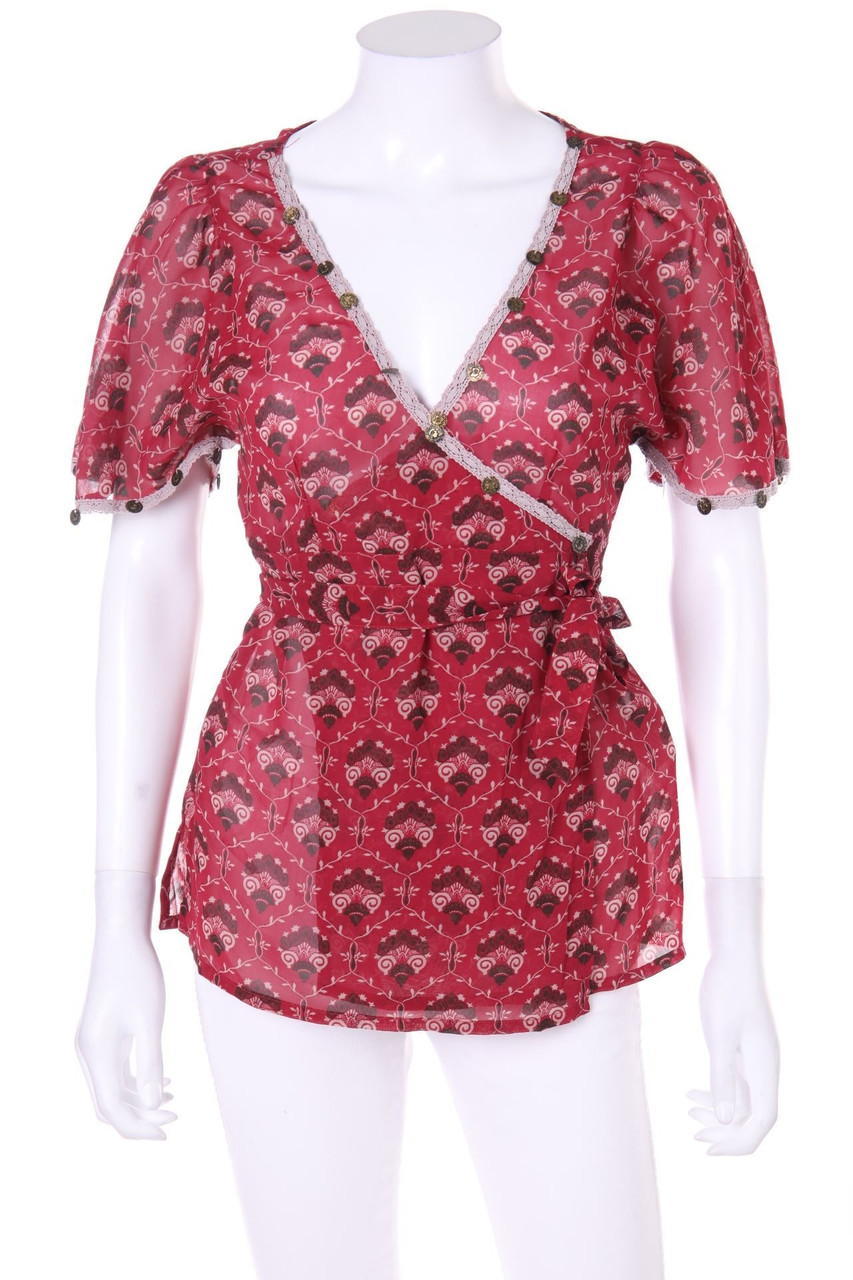 VERO MODA - Kurzarm-Bluse mit Print - XS