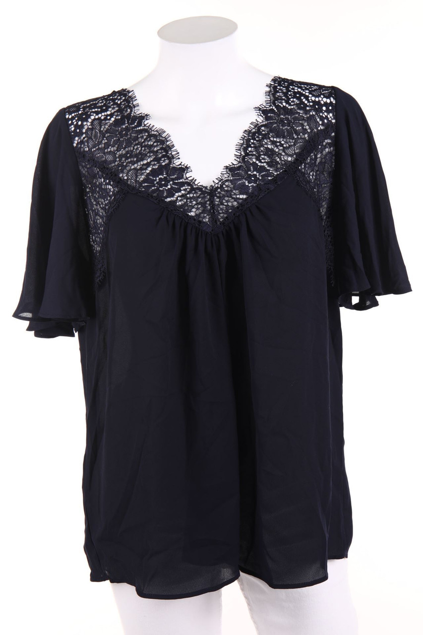 MANGO SUIT - Kurzarm-Bluse mit Spitze - D 40