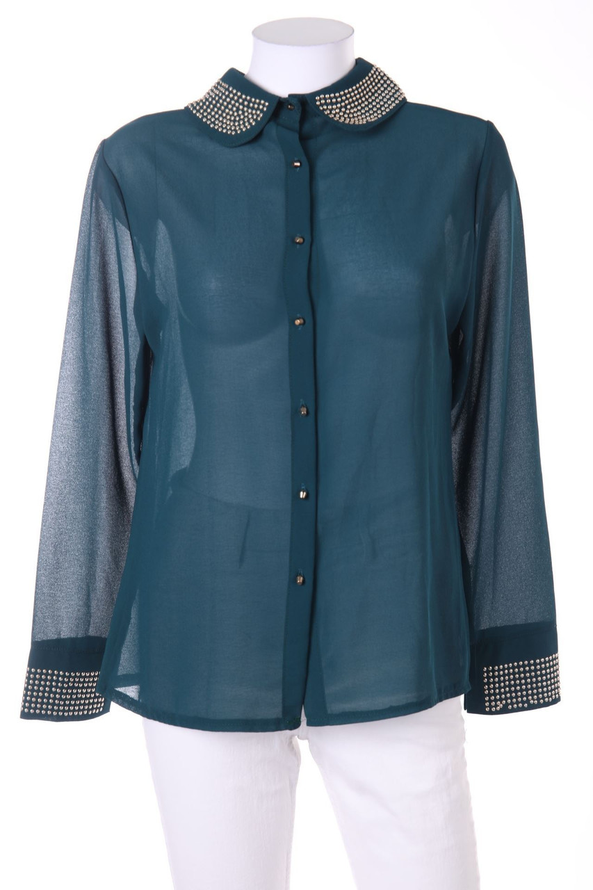 Paccio - Chiffon-Shirt Blouse with Studs - M