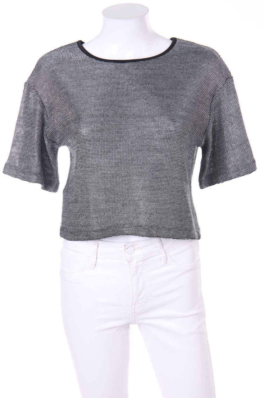 MANGO - Cropped-Shirt mit Metallic-Effekt - S
