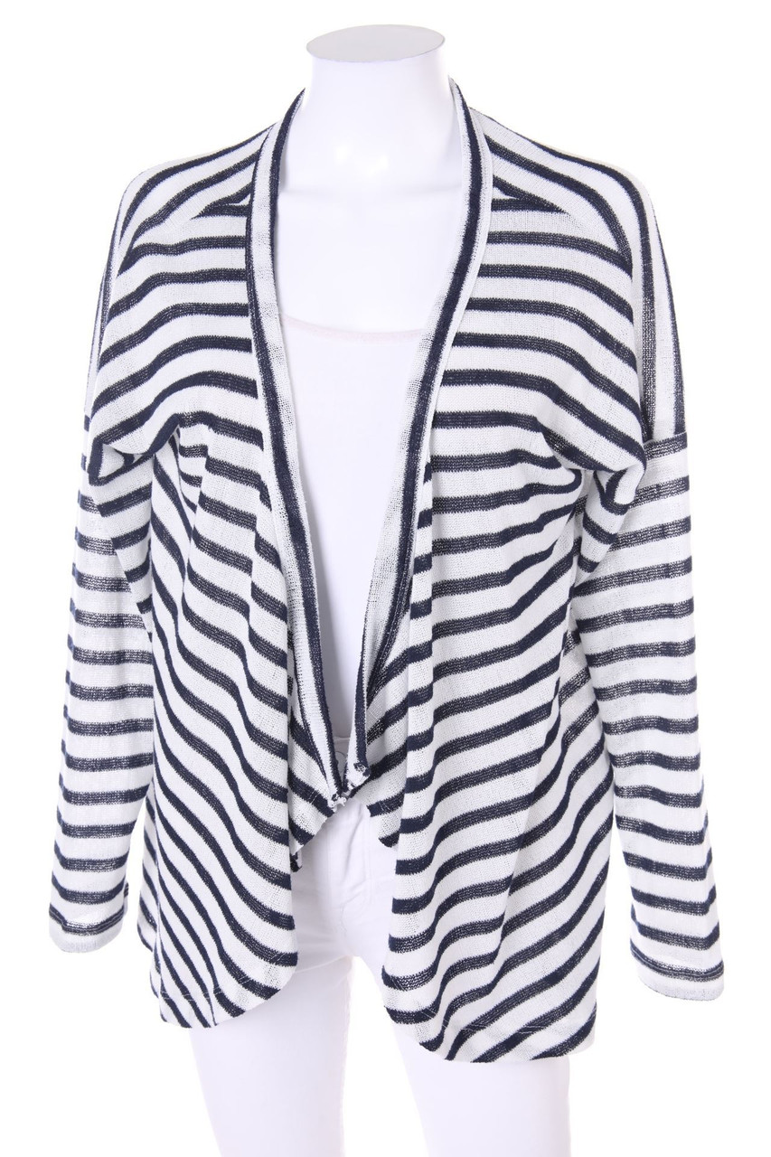 zebra - Stripe Cardigan with Overcut Shoulder - M
