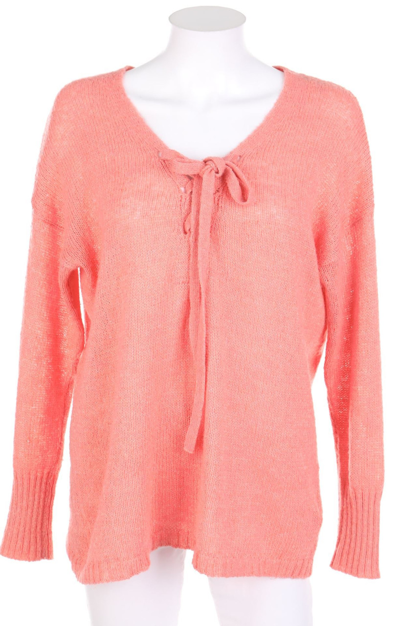 AMISU - Oversize-Strick-Pullover mit Schnürung - M