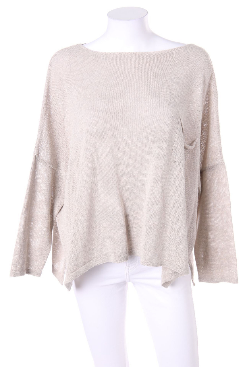 KOOKAI - Oversize-Glitzer-Strick-Pullover mit überschnittener Schulter - D 34