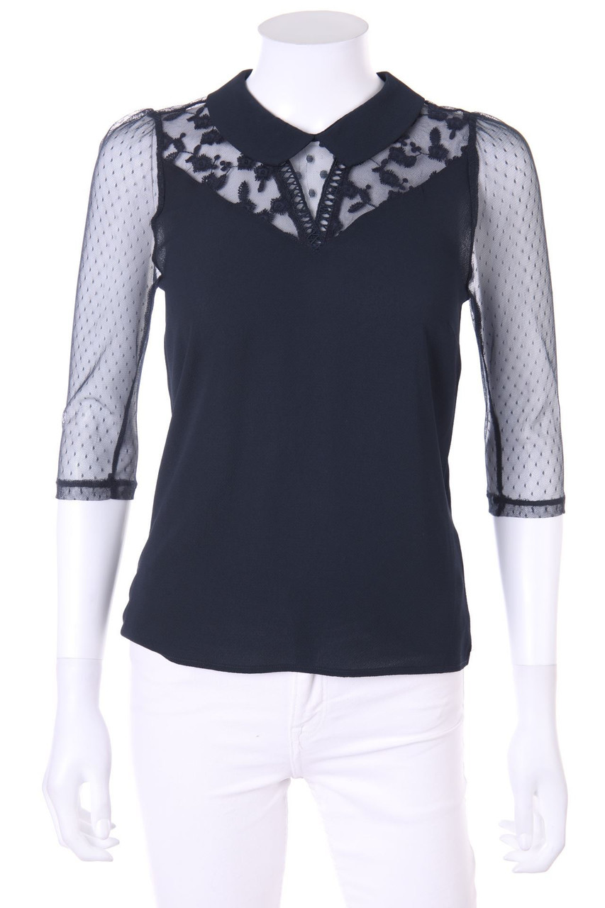 NAF NAF - Bluse aus Mesh mit Stickereien - XS