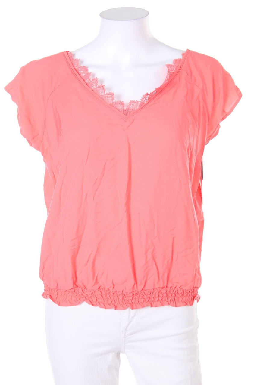 NAF NAF - Kurzarm-Bluse mit Spitze - D 36