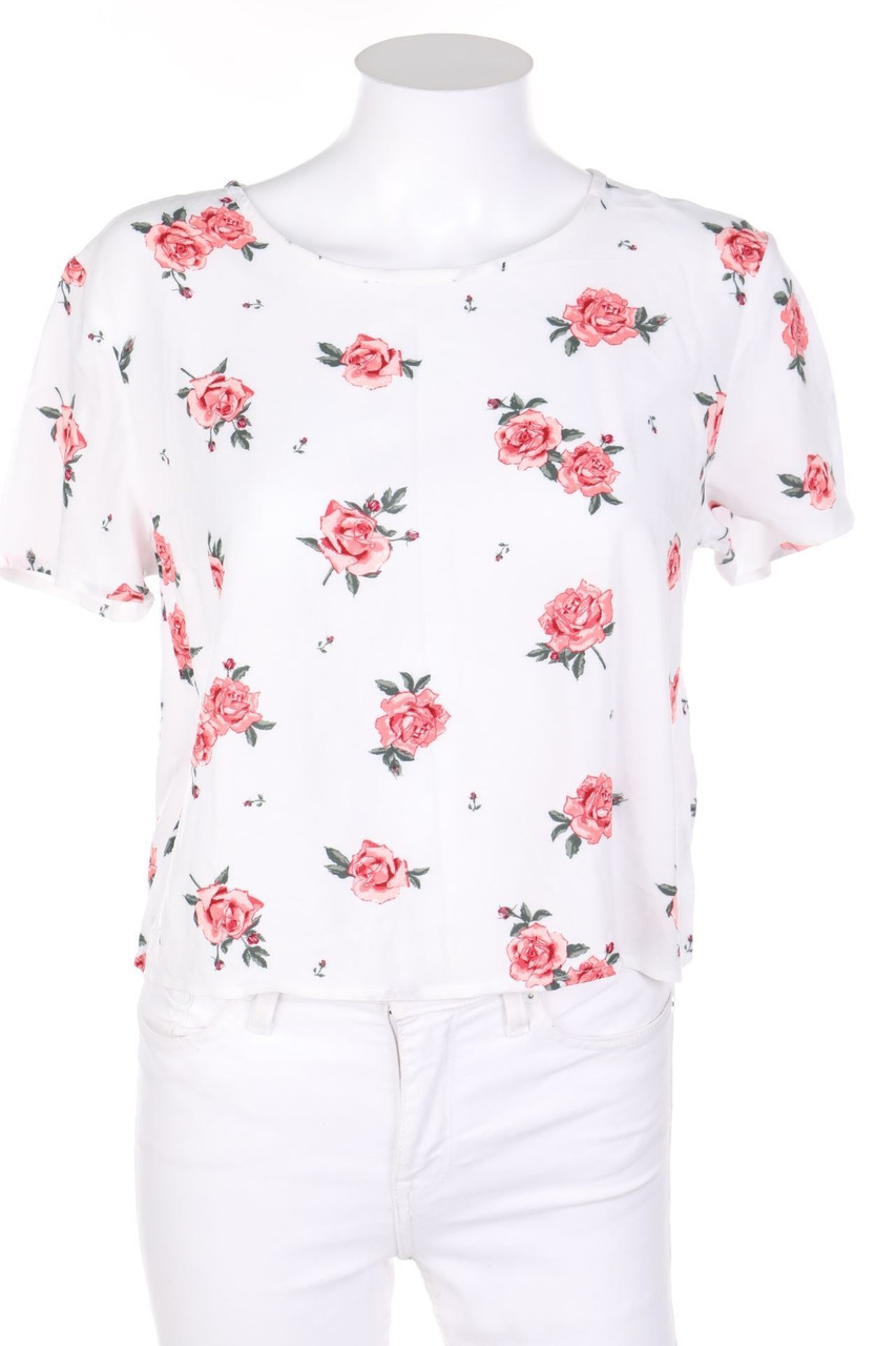 H&M DIVIDED - Kurzarm-Bluse mit Blumen-Print - D 38