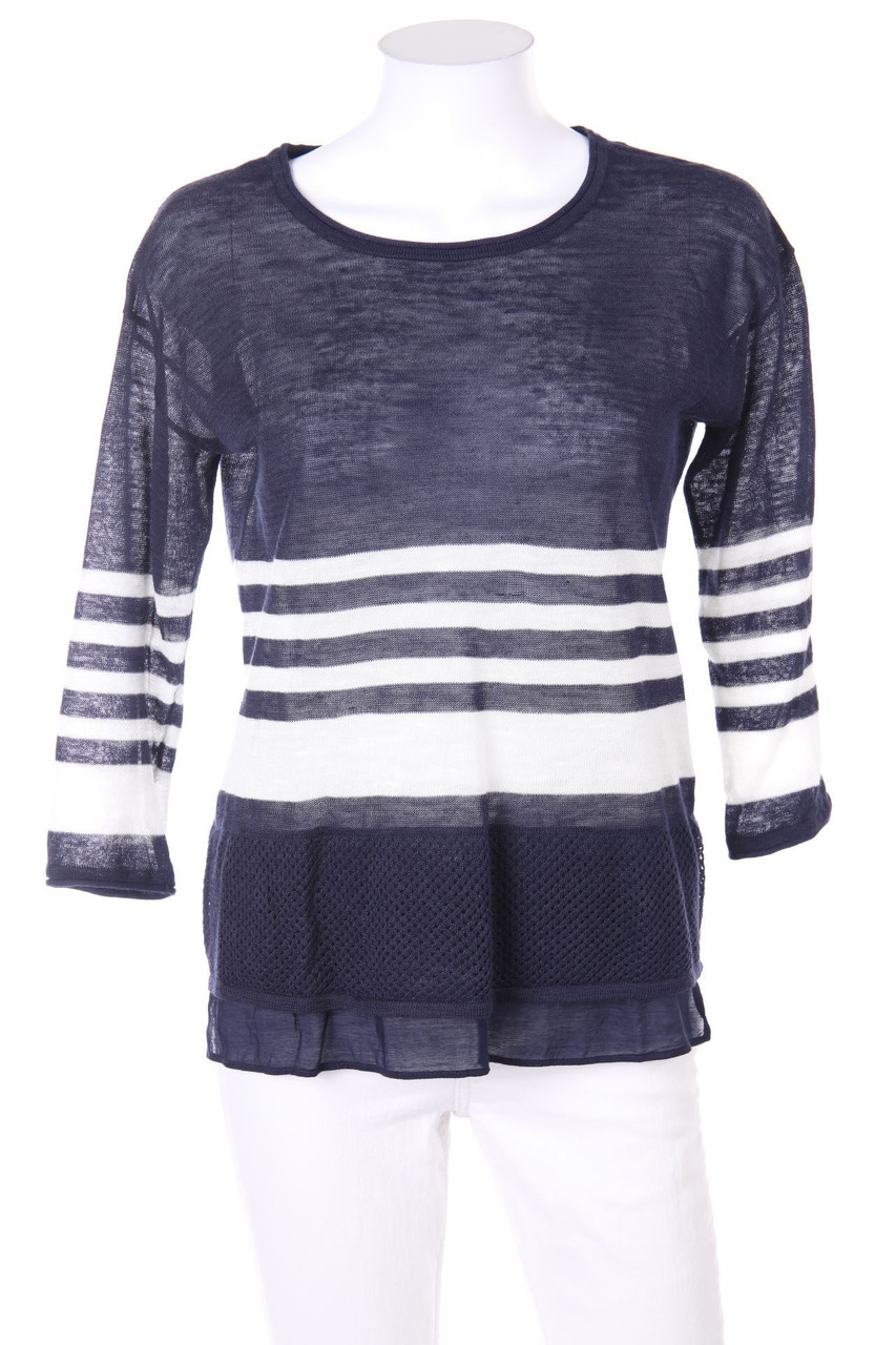 maddison - 3/4-sleeve Crewneck Pullover, Layer Look with Stripes - S