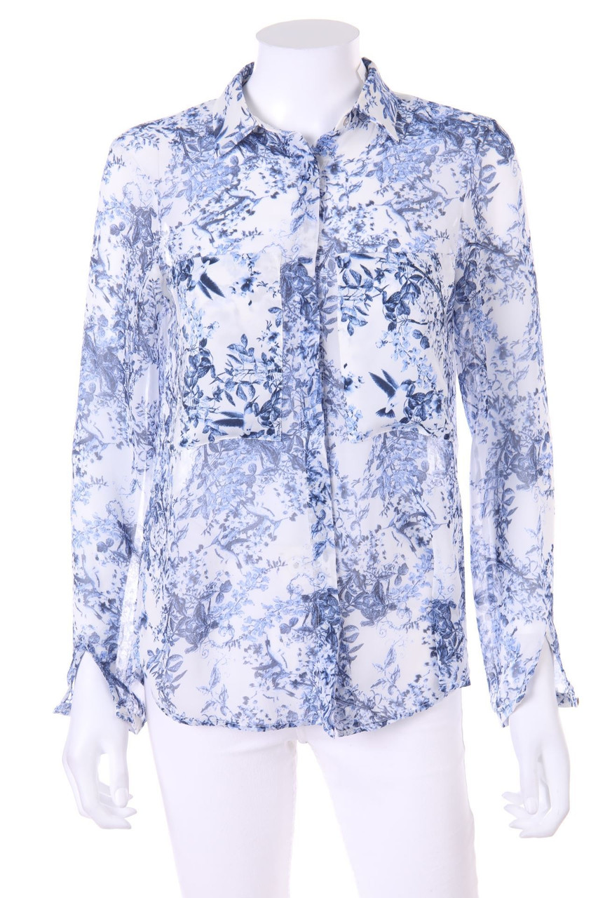 ZARA - Chiffon-Hemd-Bluse mit floralem Muster - XS