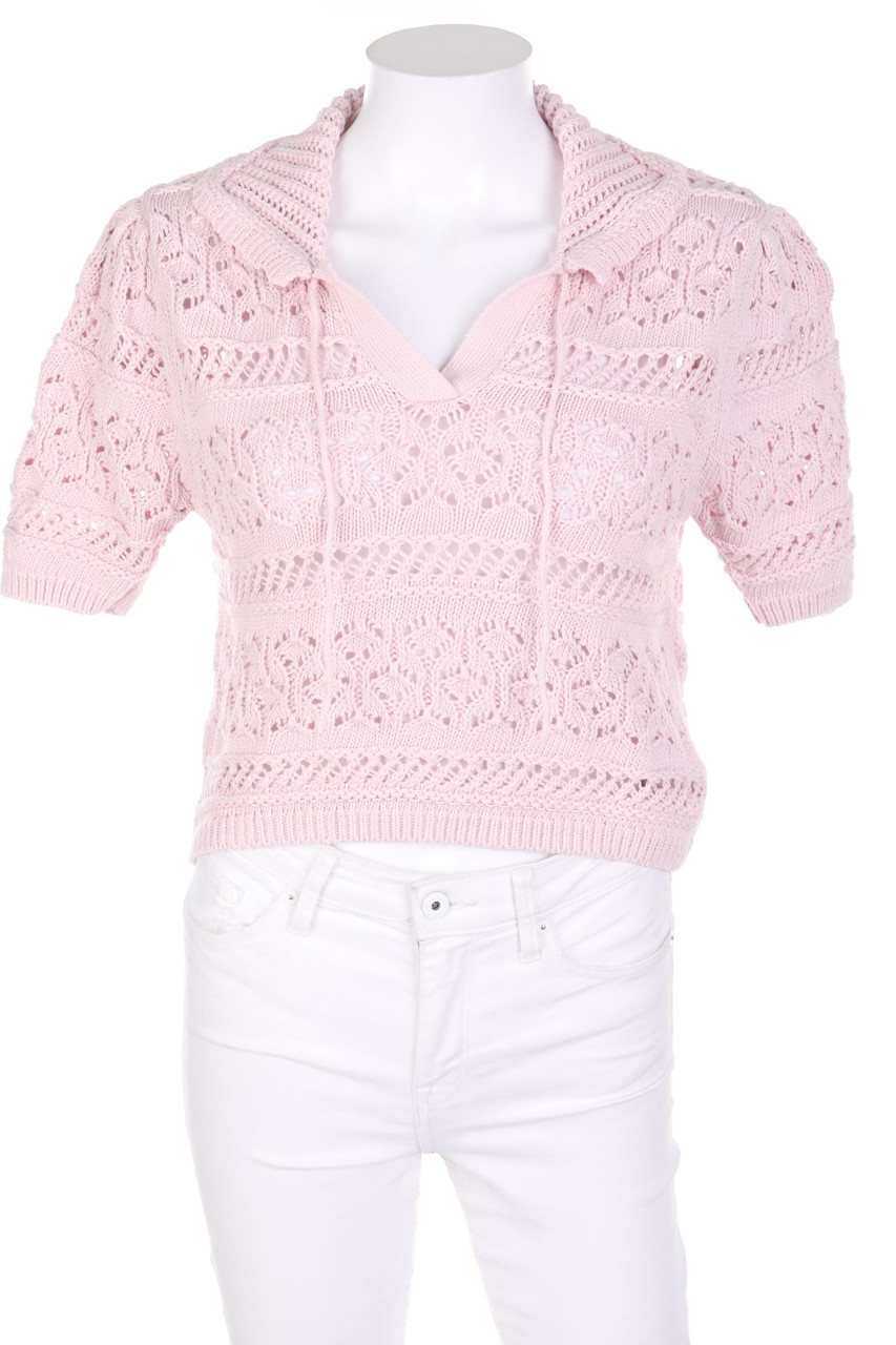 ZARA - Cropped-Strick-Pullover mit Lochstrick-Details - M