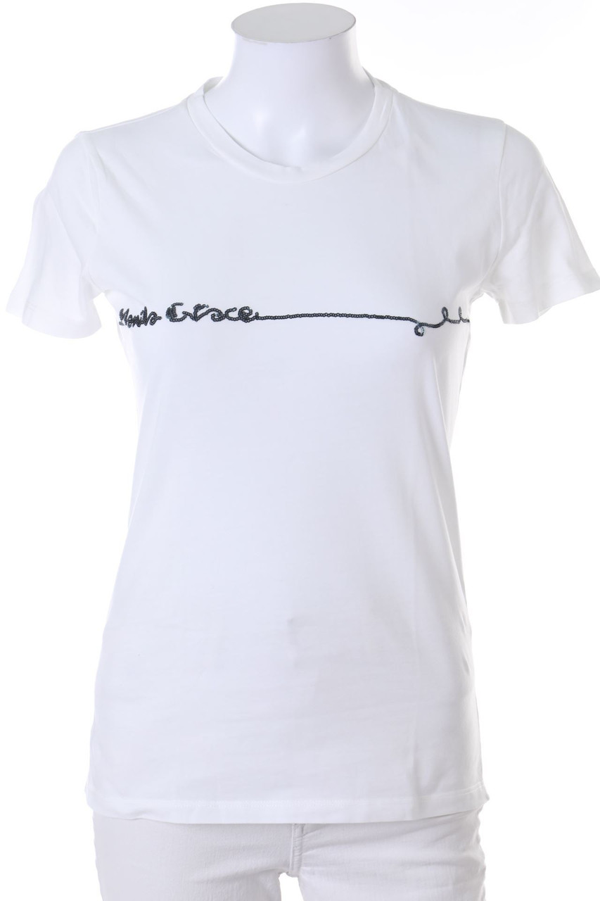 MANILA GRACE - Kurzarm-Shirt mit Logo-Applikation - S