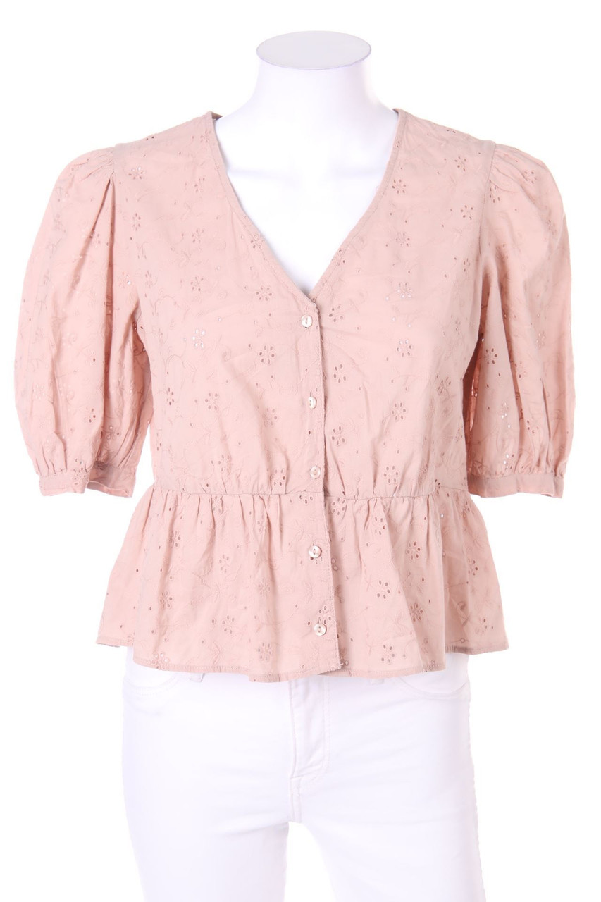 No Label - Shortsleeve Blouse with Eyelet Lace - D 38