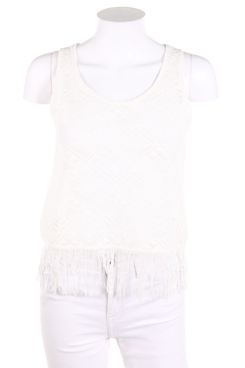 Jennyfer - Crop-Top aus Spitze mit Fransen - D 36