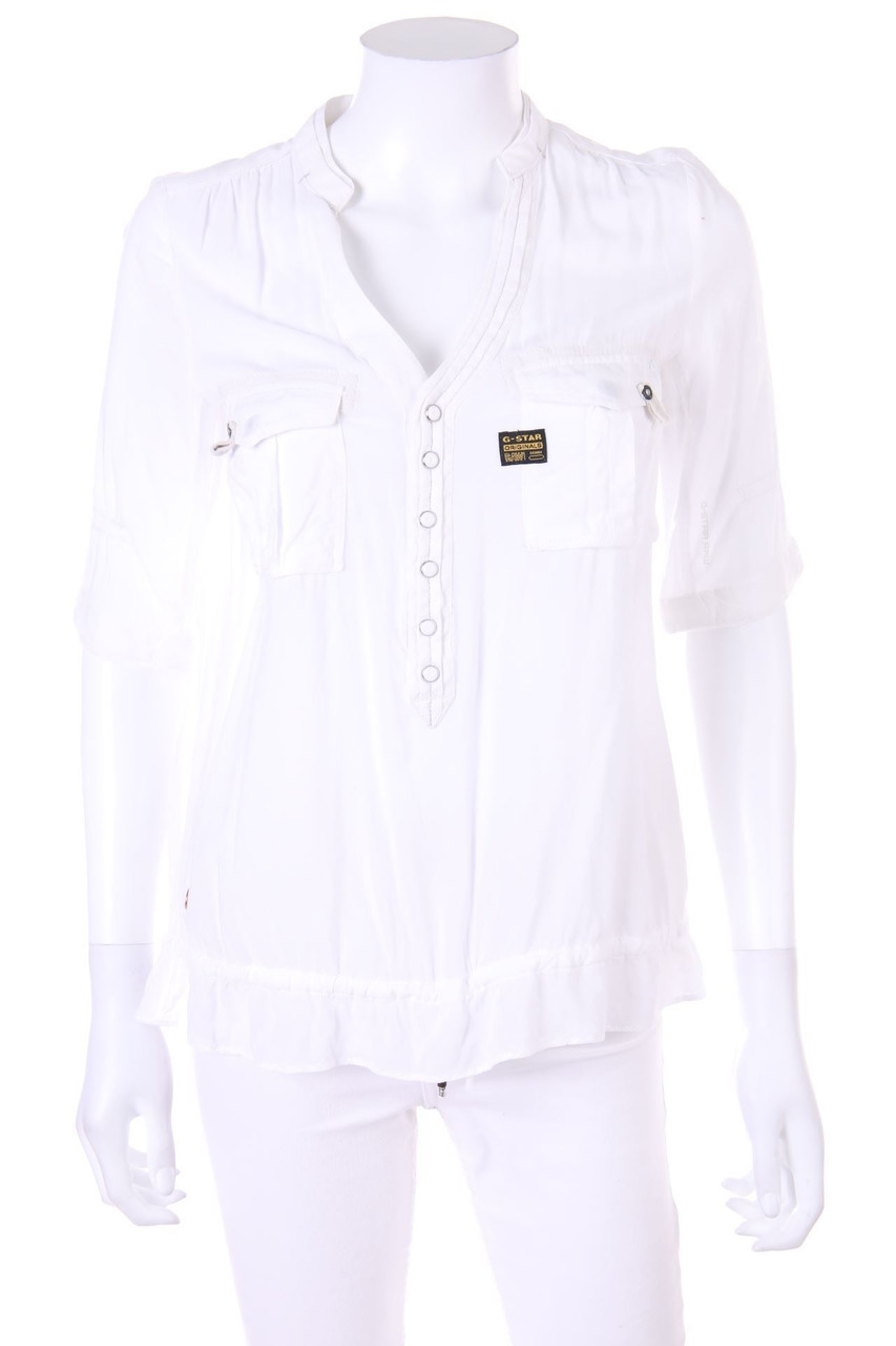 G-STAR RAW - Kurzarm-Bluse mit Logo-Patch - XS