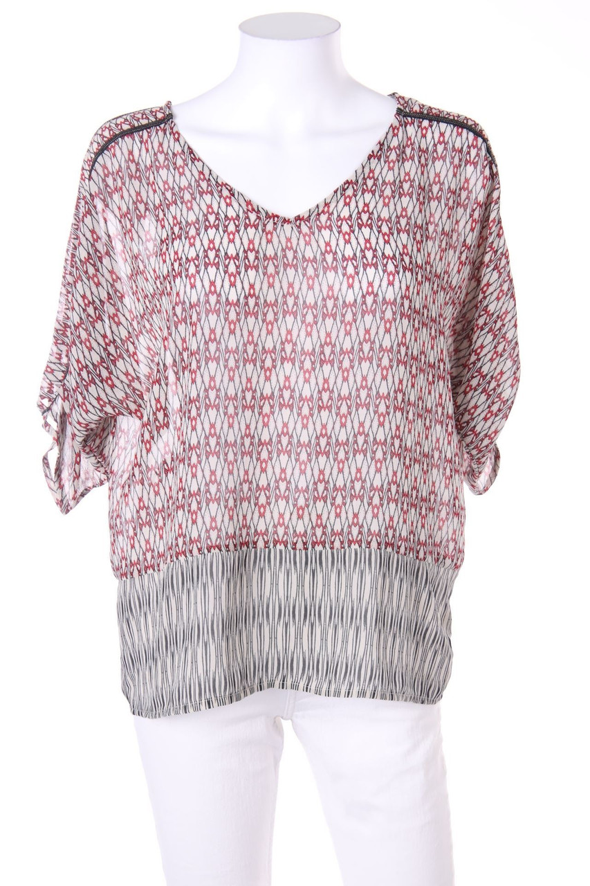 VILA - Kurzarm-Bluse mit Muster - S