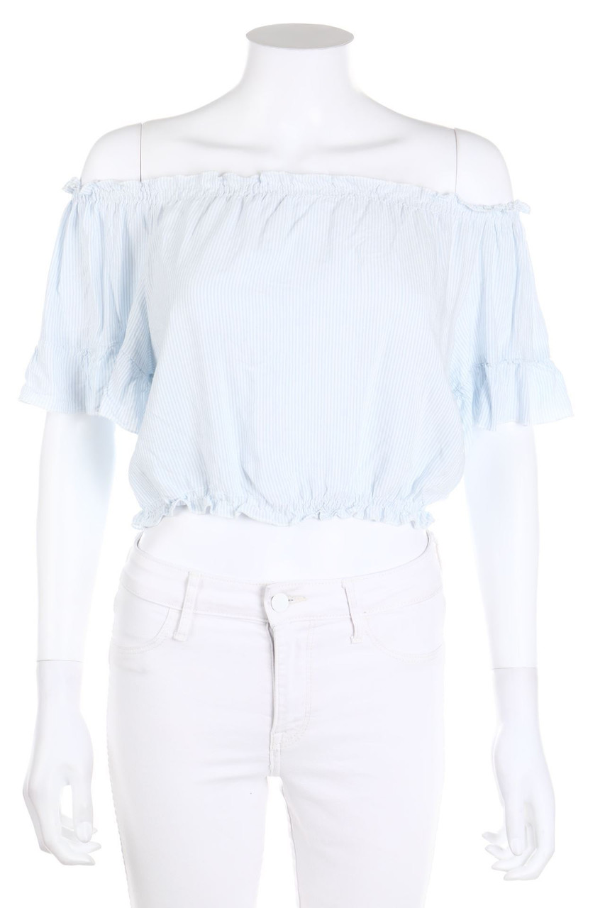 BRANDY MELVILLE - Cropped-Off-the-shoulder blouse with Stripes - ONE SIZE