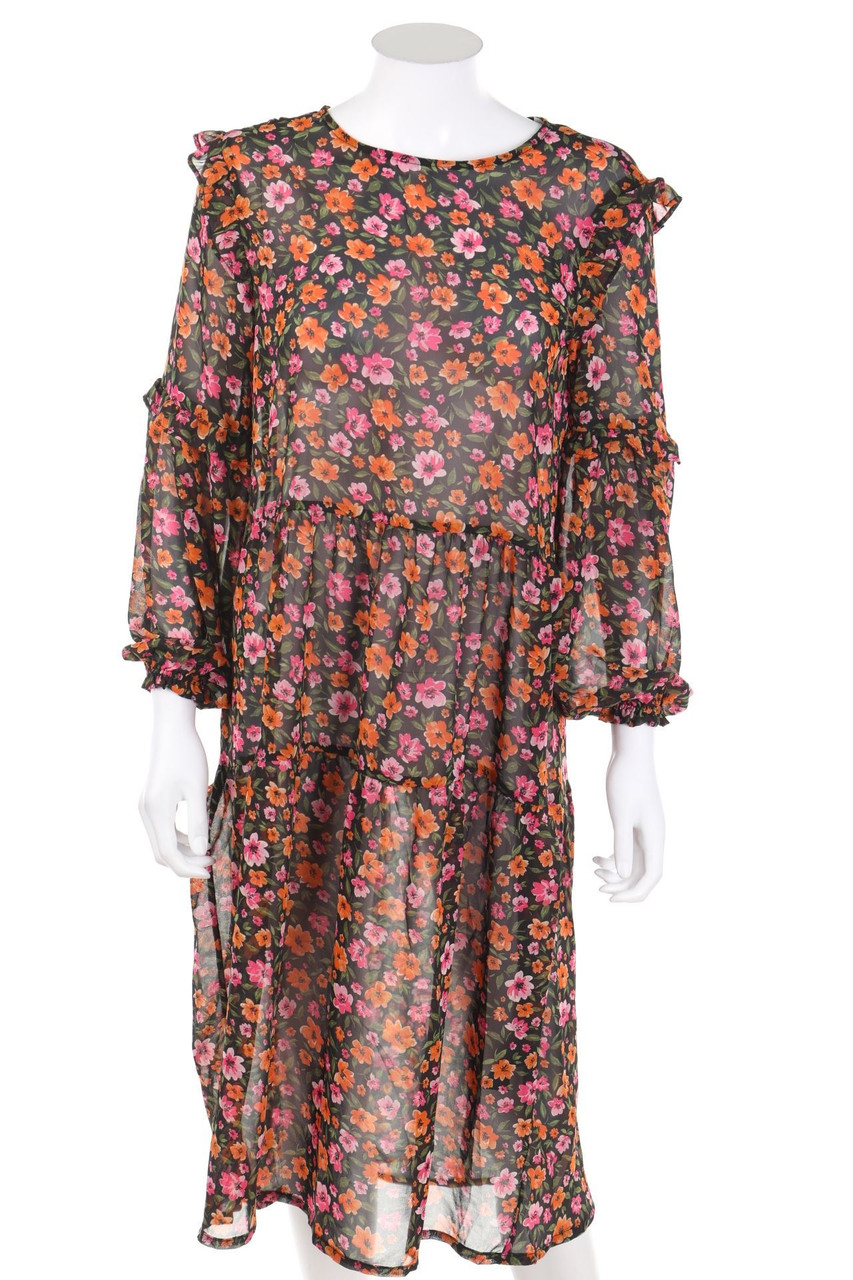 H&M - Chiffon-Midikleid mit Blumen-Print - S