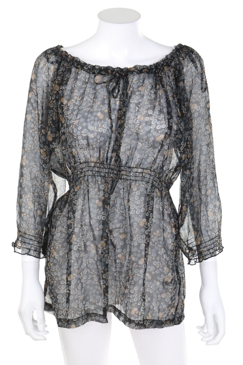 Chicorée - Chiffon-Blouse with 3/4 Sleeve with floral print - S