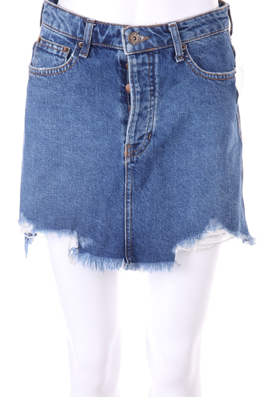 Bershka VINTAGE COLLECTION - Denim Mini Skirt, Destroyed Look - D 36